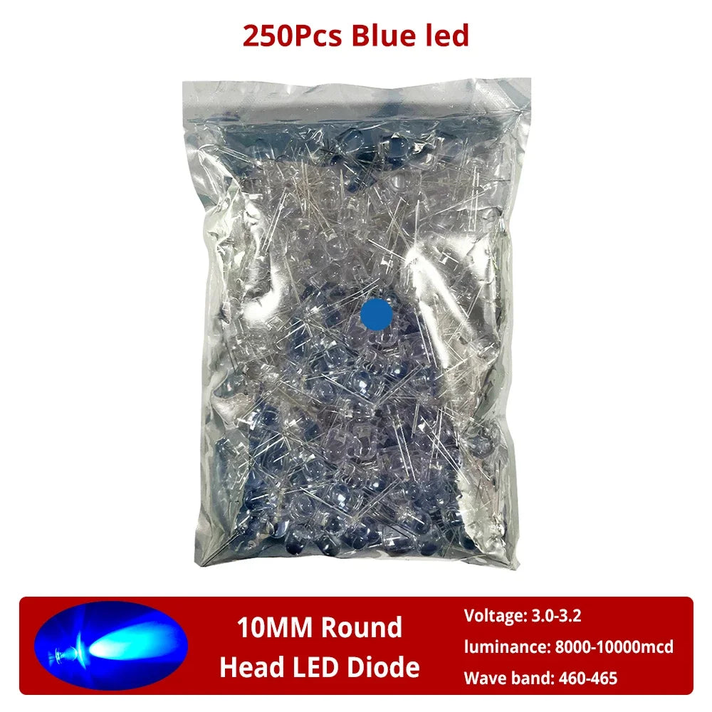 Diodes led bleu vert rouge jaune blanc rose violet orange 10mm ultra lumineuses modernes