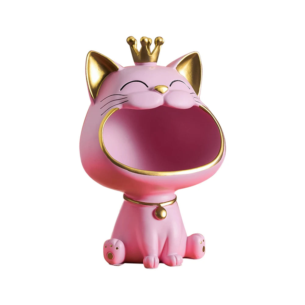 porte clés bijoux chat couronne moderne noir rouge blanc souriant opacité