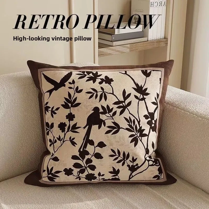 housse coussin fleurs feuilles vintage 100 polyester opaque maison decoration