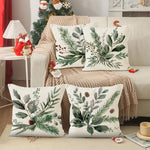 housse coussin polyester zip motif végétal feuilles vertes branches 45x45cm chambre salon