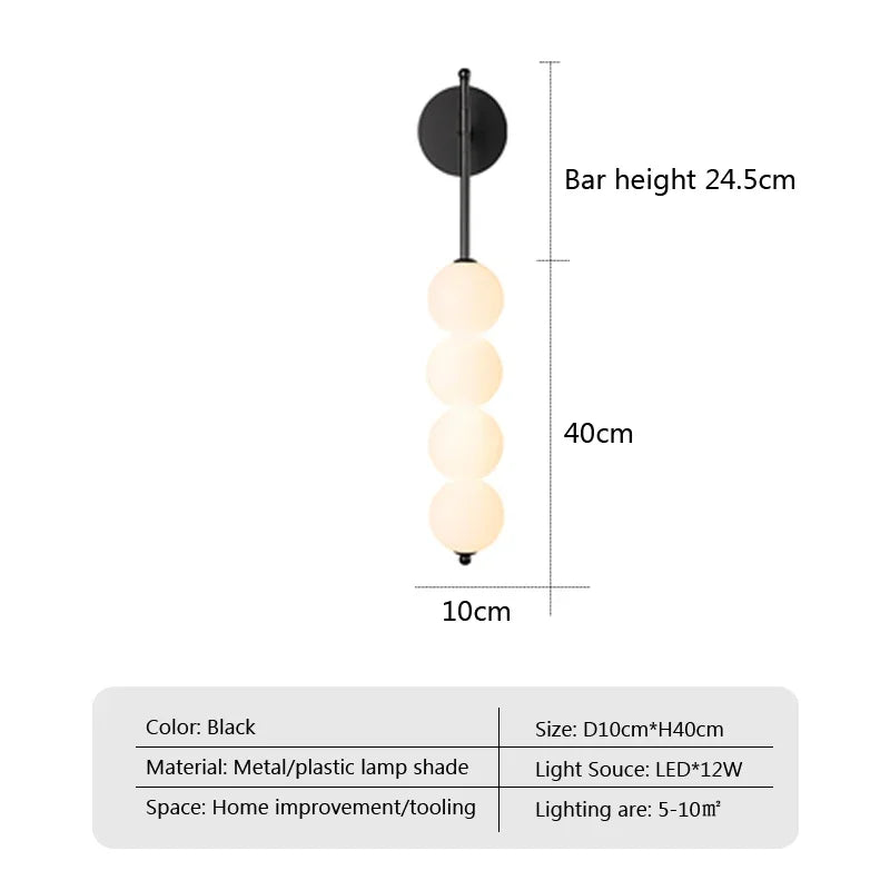 applique murale moderne minimaliste noir globes blancs nordique decoration chambre salon minimaliste