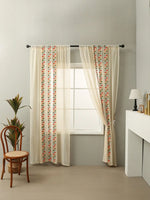 rideau moderne rustique feuilles brodées couleur beige vert orange bleu semi transparent salon maison