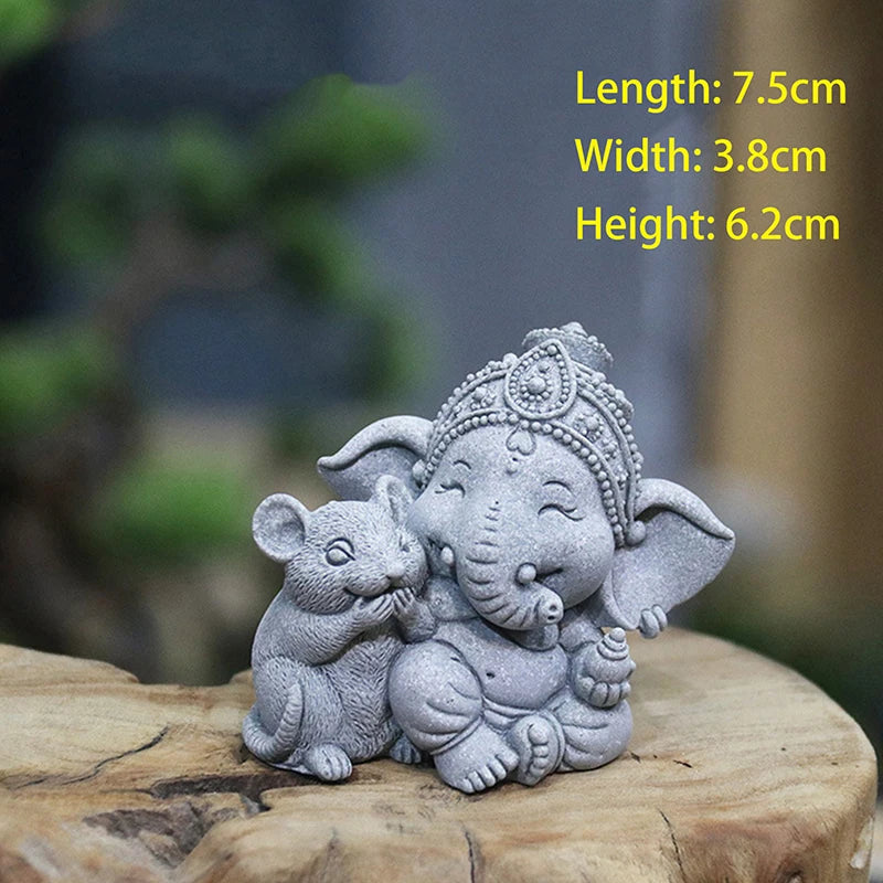 statue éléphant gris texture granulée artisanal décor maison opacité figural prière