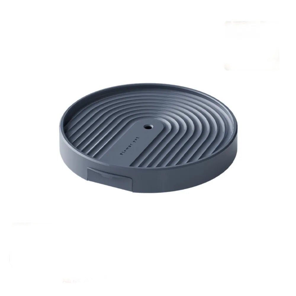 plateau fleur moderne plastique gris rayures concentriques poignée drainage robuste transport facile
