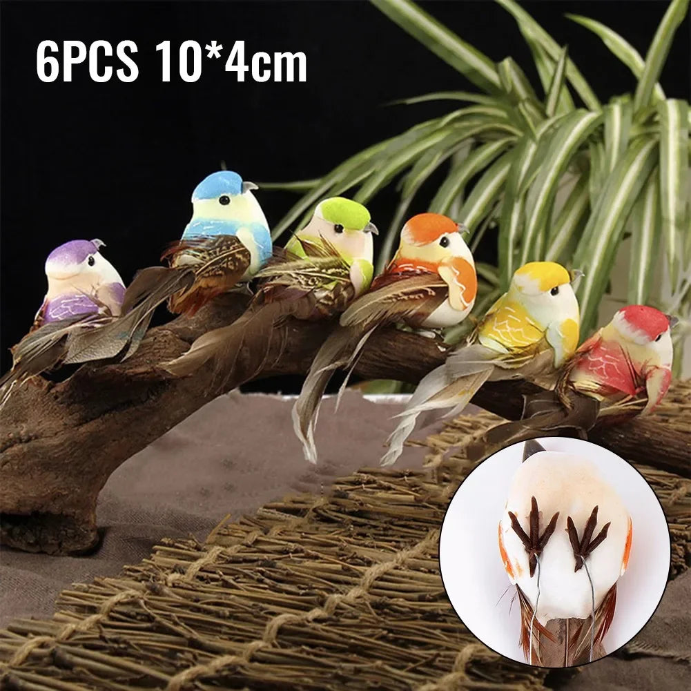 oiseaux décoratifs artificiels plumes colorées ornements maison jardin festive