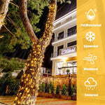guirlande lumineuse solaire 300 LED blanches fil noir moderne extérieure jardin décoration noël vacances
