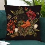 taies d'oreiller lin motif floral animaux vintage non toxique respectueux environnement 45cmx45cm