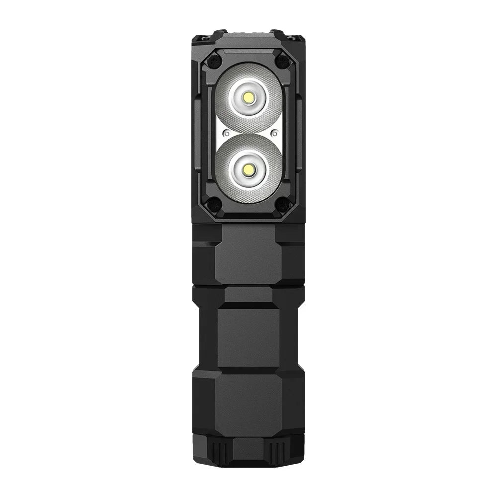 lampe frontale led 1800 lumens noir texturée moderne clip batterie aaa adaptateur