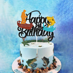 décoration gâteau pêche poissons bateau happy birthday anniversaire enfant festif carton motifs marins festive