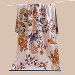 serviette bain coton fleur multicolore moderne jacquard absorbante toilette confortable respectueuse peau lavable machine