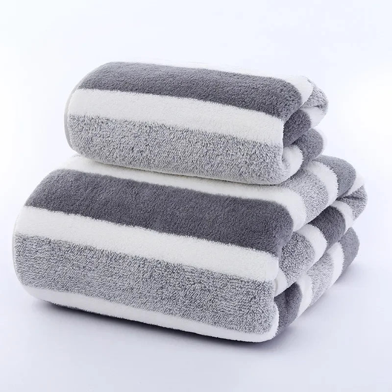 serviette bain rayées gris vert ultra douce absorption rapide dimension 140x70cm moderne