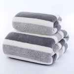 serviette bain rayées gris vert ultra douce absorption rapide dimension 140x70cm moderne