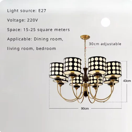 lampe suspendue moderne points blancs fond noir chaîne suspension salon manger led designintérieur