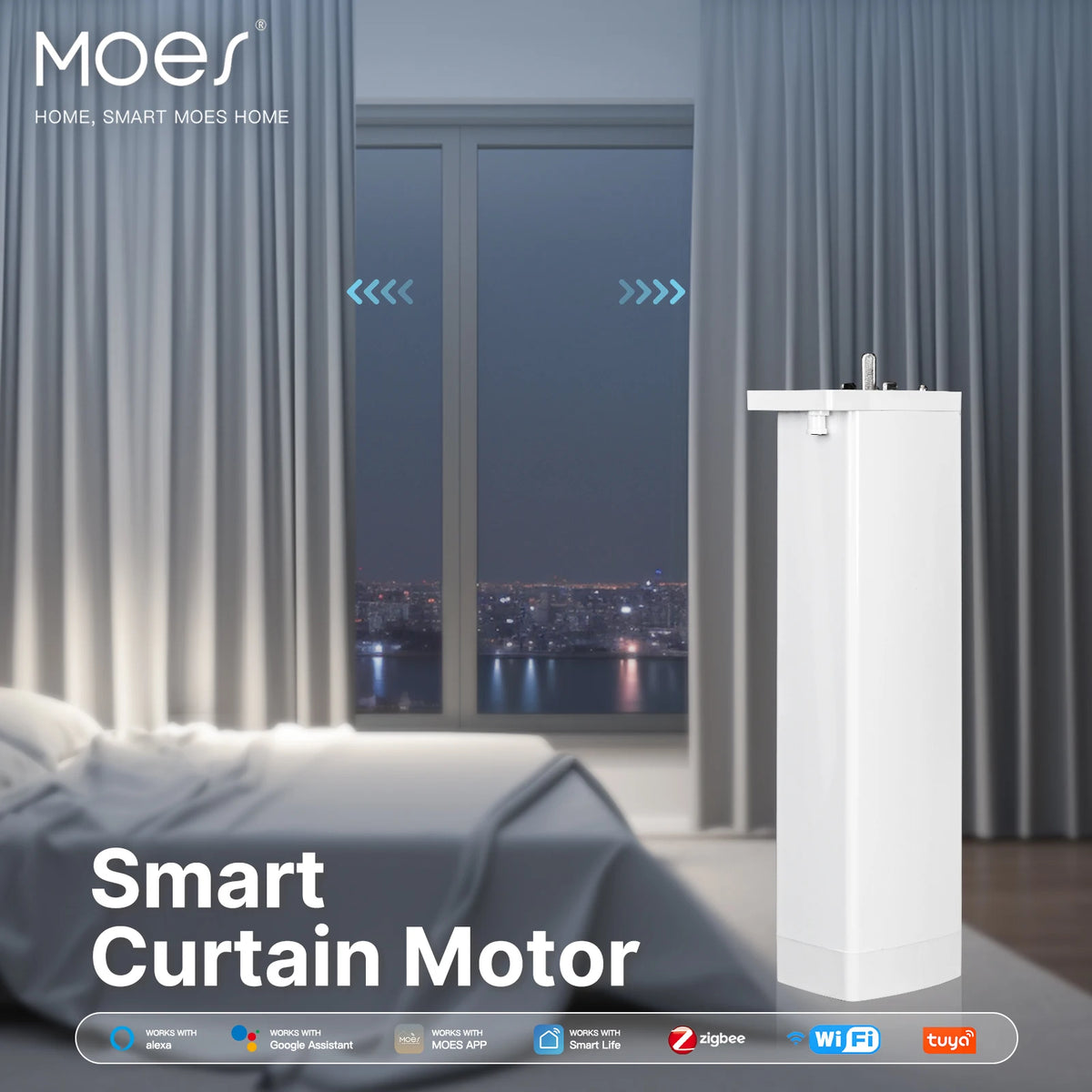 motrice rideau électrique intelligent super silencieuse wifi zigbee blanc moderne