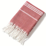 serviette plage polyester séchage rapide rayures horizontales bleu clair rose orange