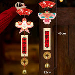 décorations nouvelles années cloches vent rouges dorées blanches oiseaux monnaies caractères chinois traditionnelles