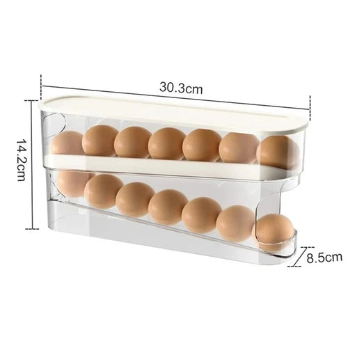 rangement œufs réfrigérateur double couche transparent moderne blanc.storage holder eggs refrigerator multiple levels translucent
