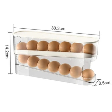 rangement œufs réfrigérateur double couche transparent moderne blanc.storage holder eggs refrigerator multiple levels translucent