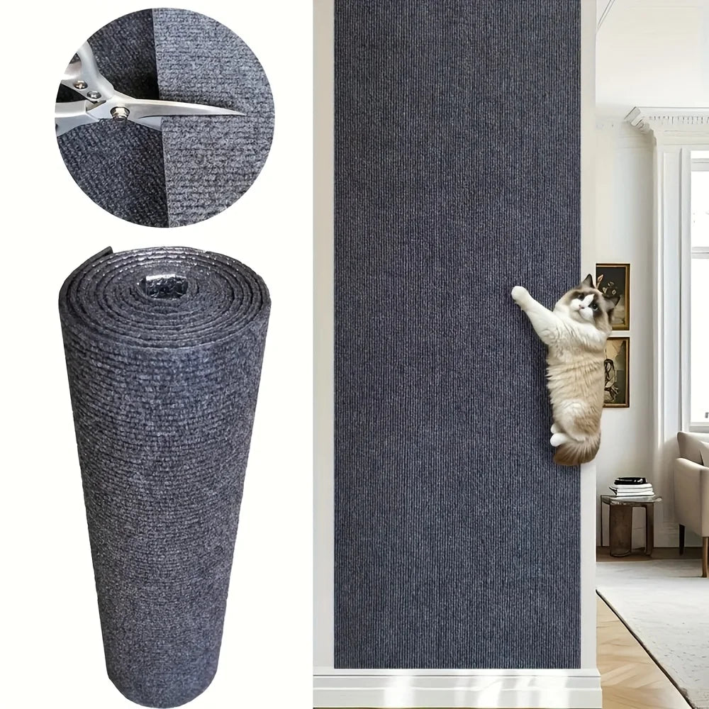 tapis grattage chats texture tissée adhésif beige moderne 40x300cm