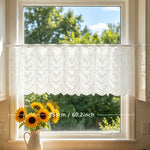 rideau blanc dentelle classique translucide ondulé 153x46cm cuisine décoration maison fenêtre