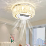 plafonnier led blanc doré cristaux floraux élégant télécommande contemporain lumière salon chambre