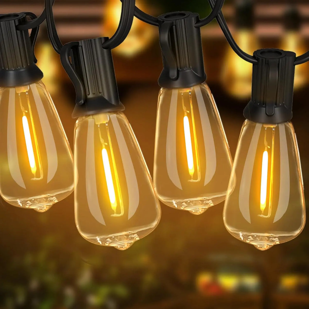 guirlande lumineuse solaire transparente jaune doré conique vintage clips extérieur patio jardin 9.5m 12m