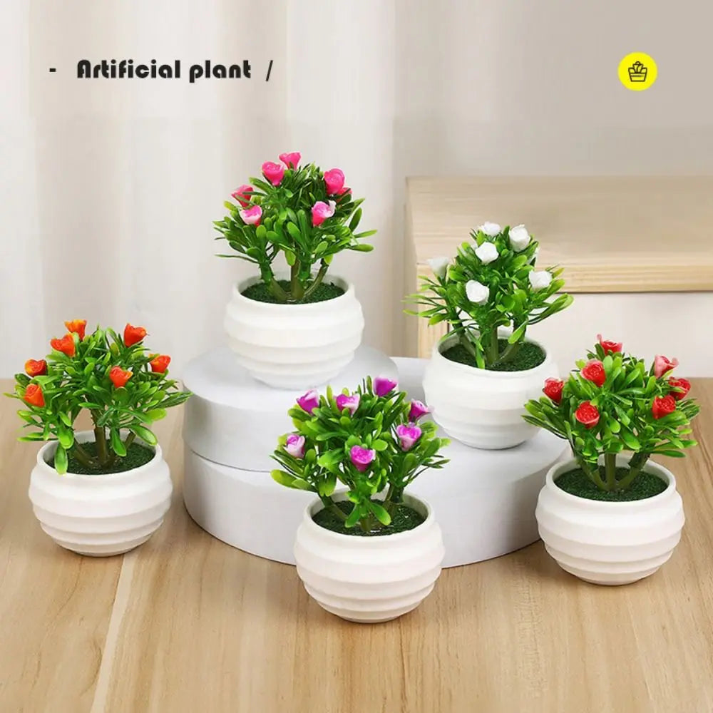 plantes artificielles moderne pot blanc fleurs couleur vert rose jauneintérieur decoration feuilles verte differentes