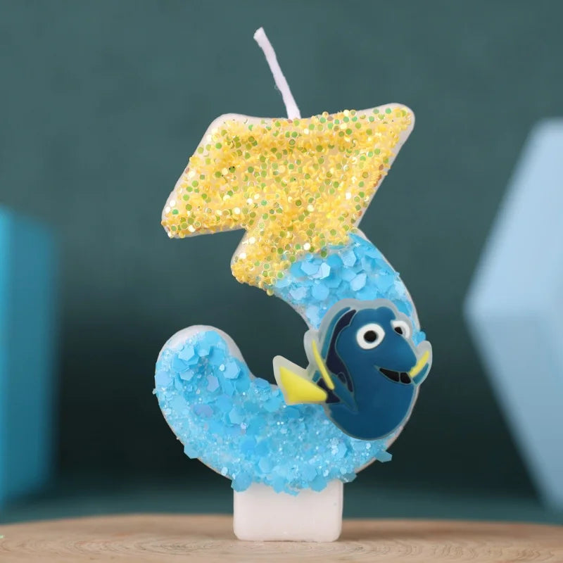 bougies numéraires glitter animaux pois opaques thème marin anniversaire enfants