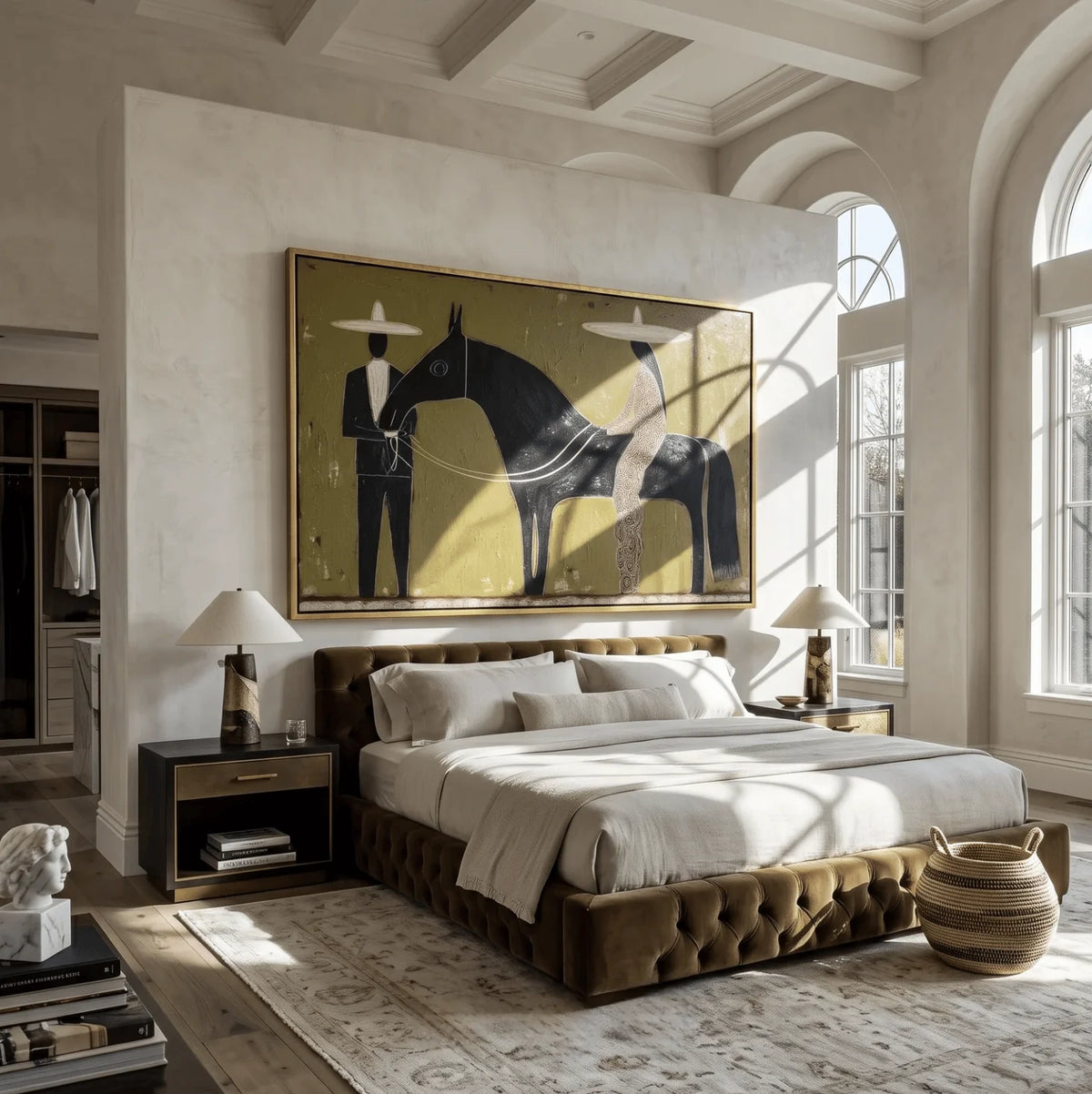 tableau abstrait moderne toile minimaliste noir beige rose pâle sans cadre impression toile rectangle