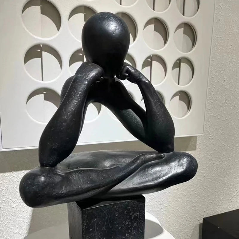 Sculpture abstraite résine noire blanche intérieur décoration moderne minimaliste nouveau classique post moderne cadeau