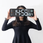horloge murale numérique moderne alarme LED température noir blanc vert orange