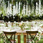 guirlandes artificielles décoration extérieure mariage blanc vert fleurs feuilles romantique jardin accrochéesextérieur festive