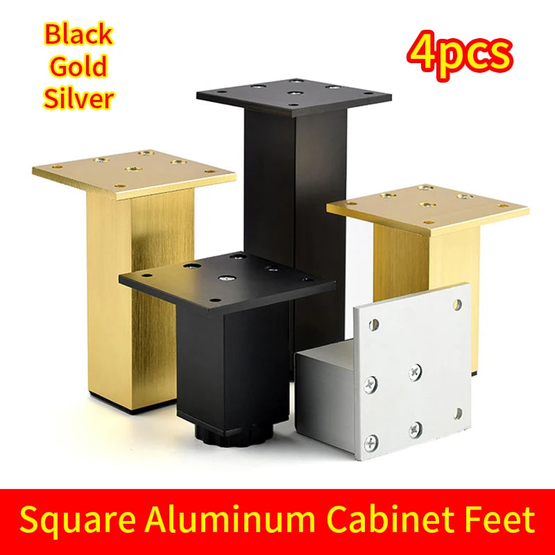 pieds meuble carrés aluminium noir armoire canapé table basse support moderne