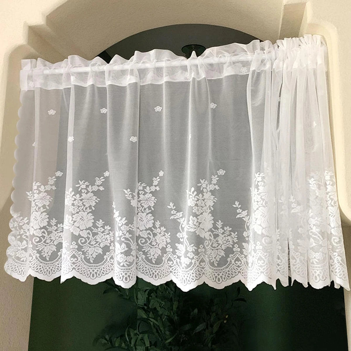 rideau blanc transparent brodé fleurs classique polyester fenêtre 100 45cm 145 45cm 145 60cm