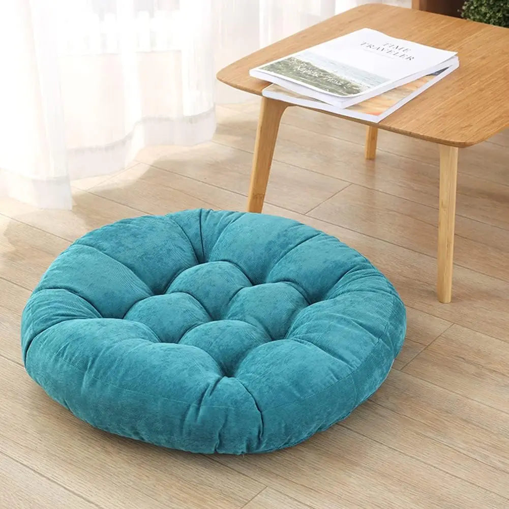 coussin rond velours bleu turquoise anti décubitus polyester doux moderne adultes