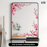miroir adhésif moderne fleurs feuilles verte doré noir floral amovible chambre salle bain
