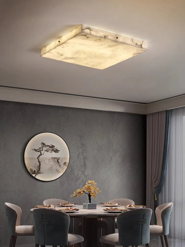 Plafonnier LED marbre rond noir chambre