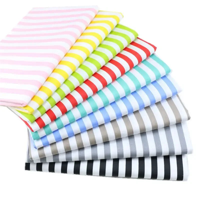 tissu coton imprimé rayures horizontales rouge rose jaune vert bleu gris noir blanc moderne