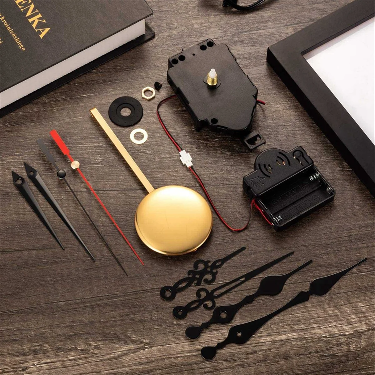 horloge quartz kit diy aiguilles métal brillant noir or rouge vintage