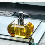 distributeur savon liquide transparent violet vert jaune bleu effet irisé moderne minimaliste pompe