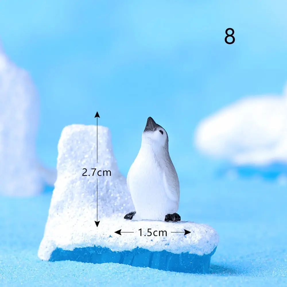 figurines animaux résine blanc noir jaune nautique pingouins phoque flocon neige détaillées maison jardinage