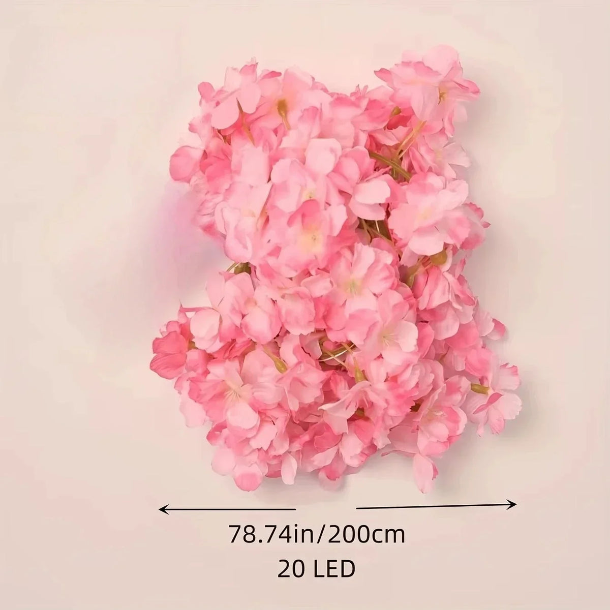 guirlande lumineuse fleurs artificielles rose clair blanc moderne décoration intérieure chambre anniversaire 2m 20led