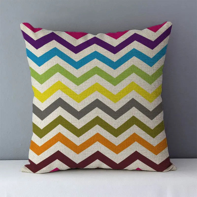 coussins carrés géométriques modernes polyester coton 45x45cm noir blanc bleu vert orange jaune marron