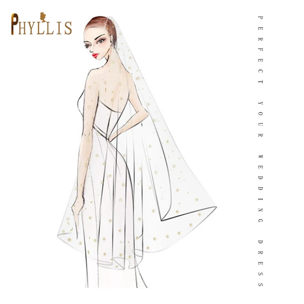 voile mariée blanc paillettes dorées clips métalliques élégant demoiselles honneur mariage