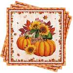 serviettes table automnales feuilles citrouilles motifs floraux orange jaune rouge beige pack 20 pack
