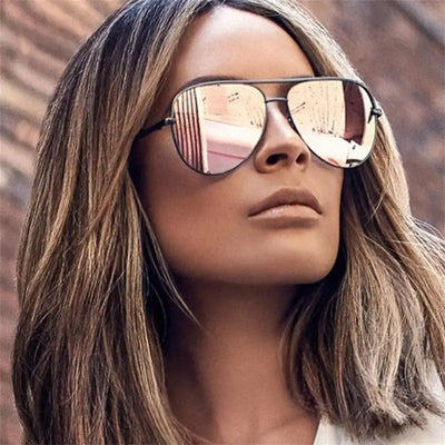 Lunettes de soleil miroir pilote surdimensionnées femme homme