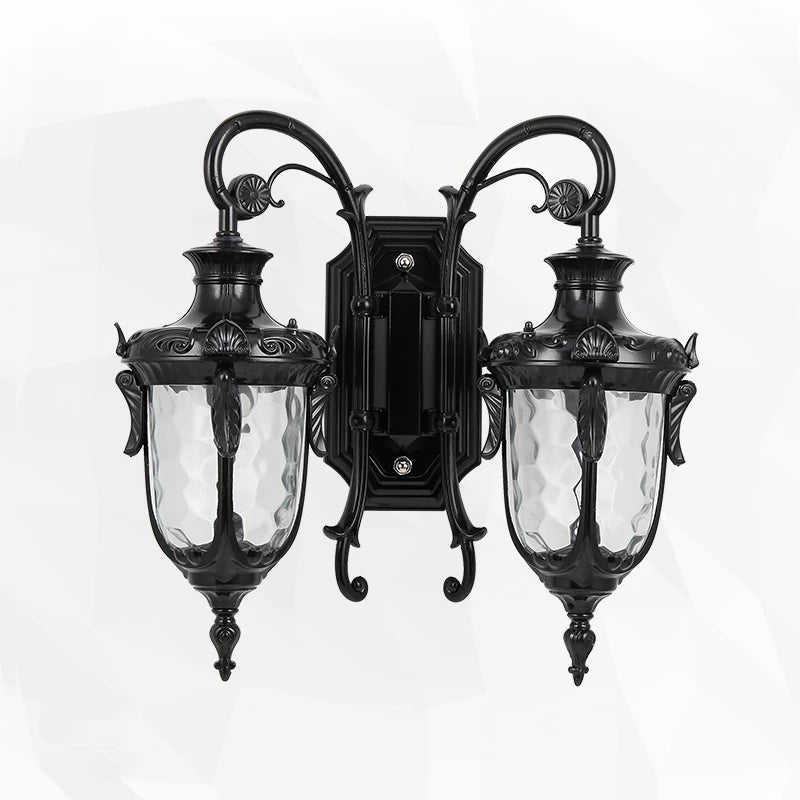applique murale classique vintage ornements floraux verre translucide noir fixations murales deux têtes lumineuses