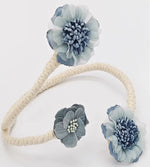 rideau polonais bohème fleurs coton corde tressée moderne attaches pompons transparent floral
