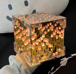 veilleuse cube transparent tulipes lumineuses moderne clips fixation chambre coucher lumière artisanale