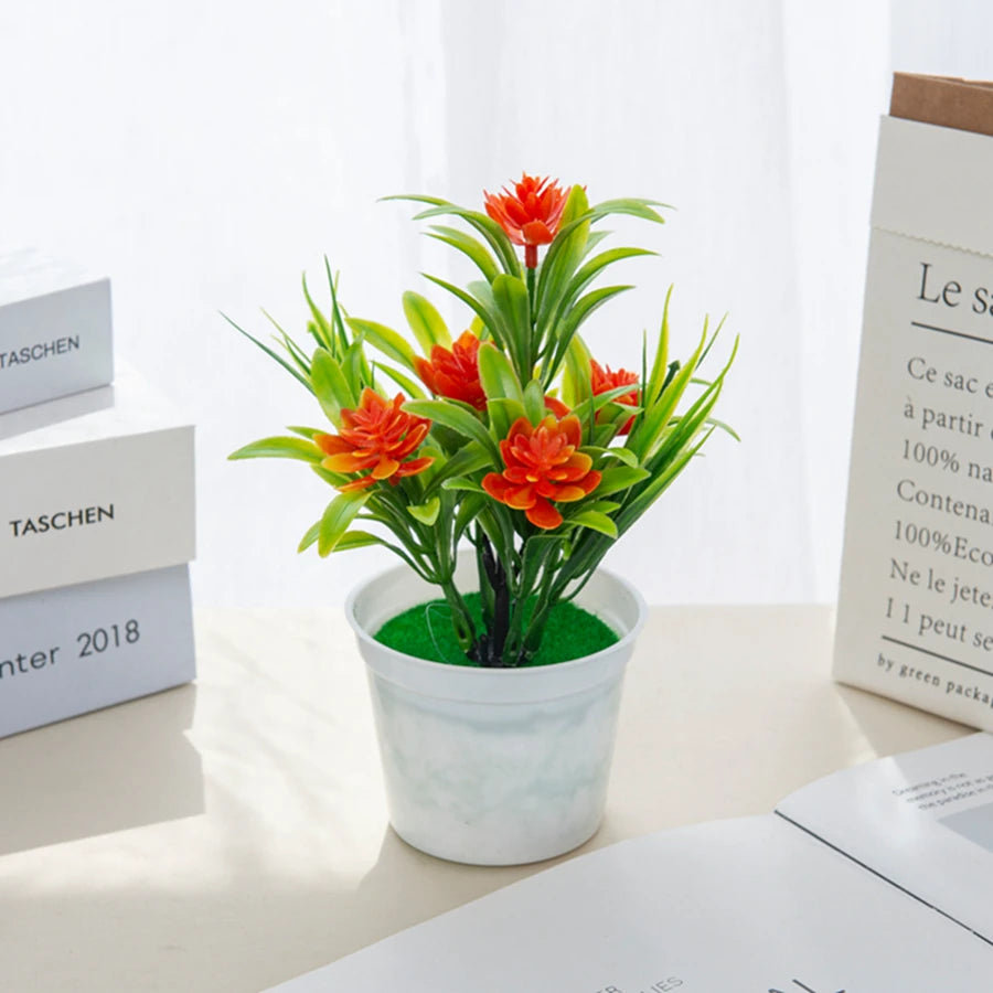 Décoration intérieure moderne pot fleuri artificiel couleurs vives maison salon chambre